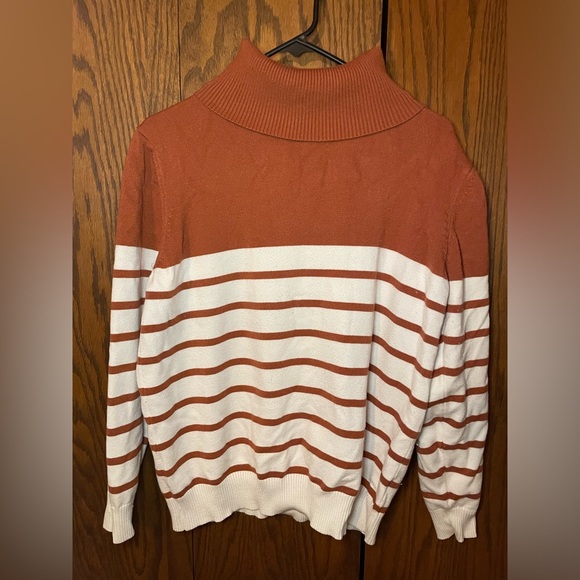 Slouch Neck Striped Turtleneck - Picture 1 of 1
